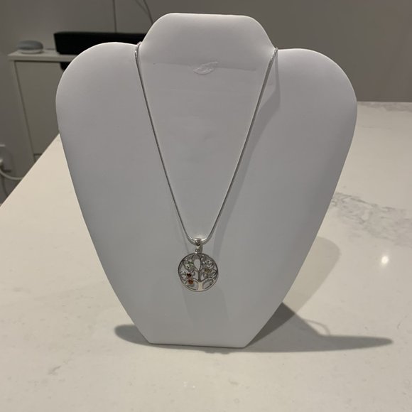 Sterling Silver Necklace with Tree of Life multi color pendant - Picture 1 of 1